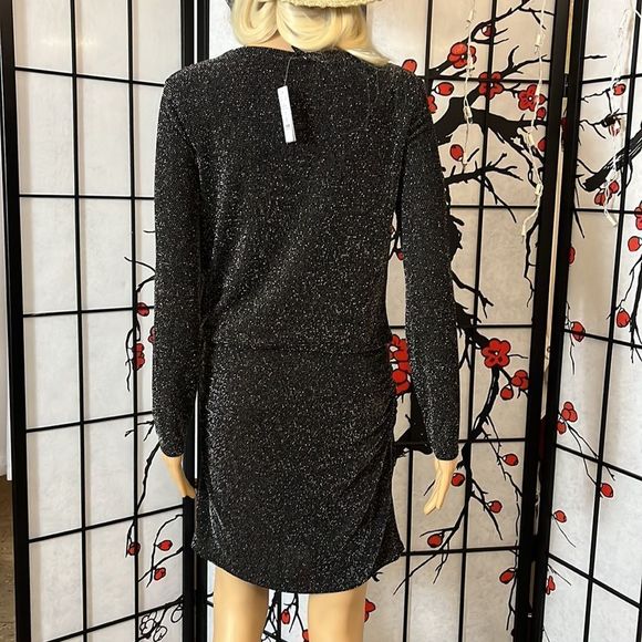 𝅺White House Black Market shimmering mini dress.  Size 10P NWT Black - Picture 10 of 14